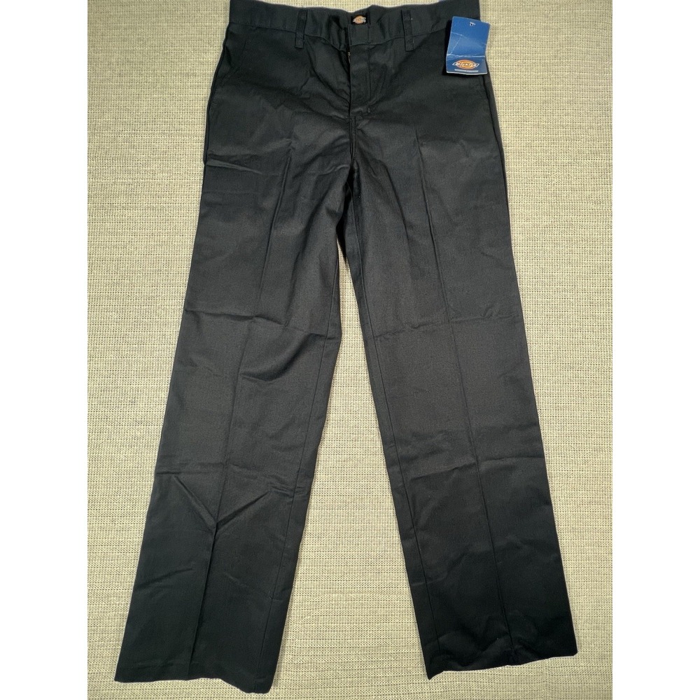 DICKIES boys Flat Front Straight Leg Sz 18 HUSKY Classic Fit Adjustable Waist